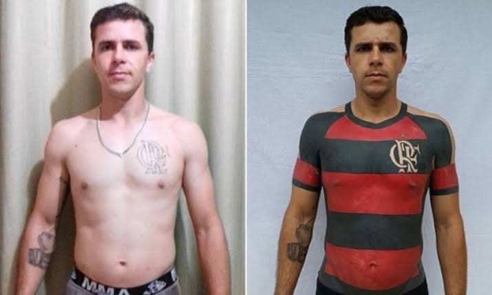 Flamengo fan tattoos whole club jersey on his body