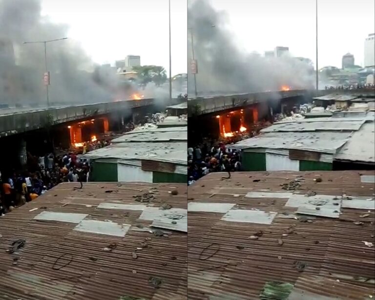 Motorists advised to avoid Apongbon under bridge as fire guts market (videos)