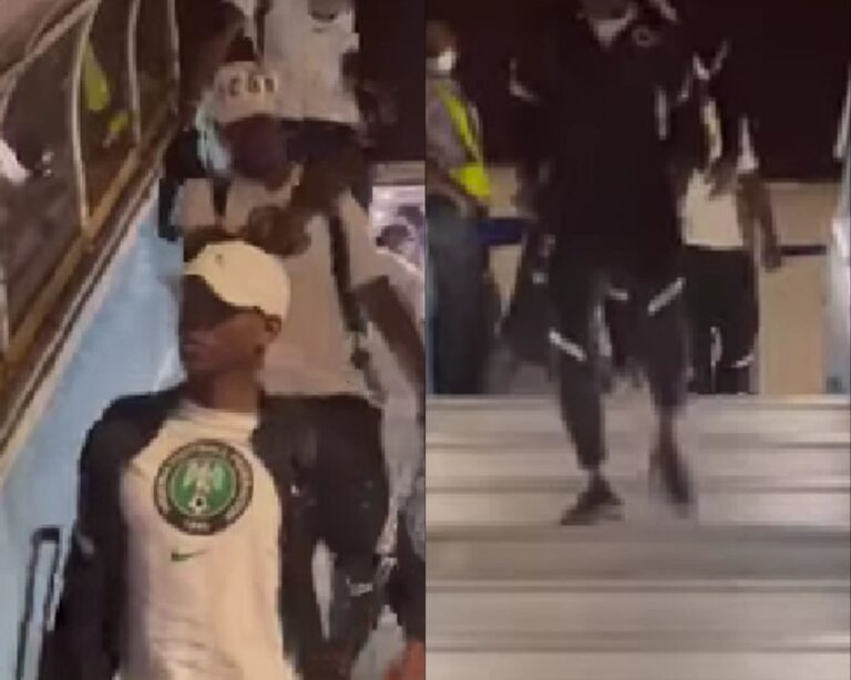 Super Eagles arrive Abuja hours after goalless draw with Black Stars of Ghana in World Cup play-off (video)