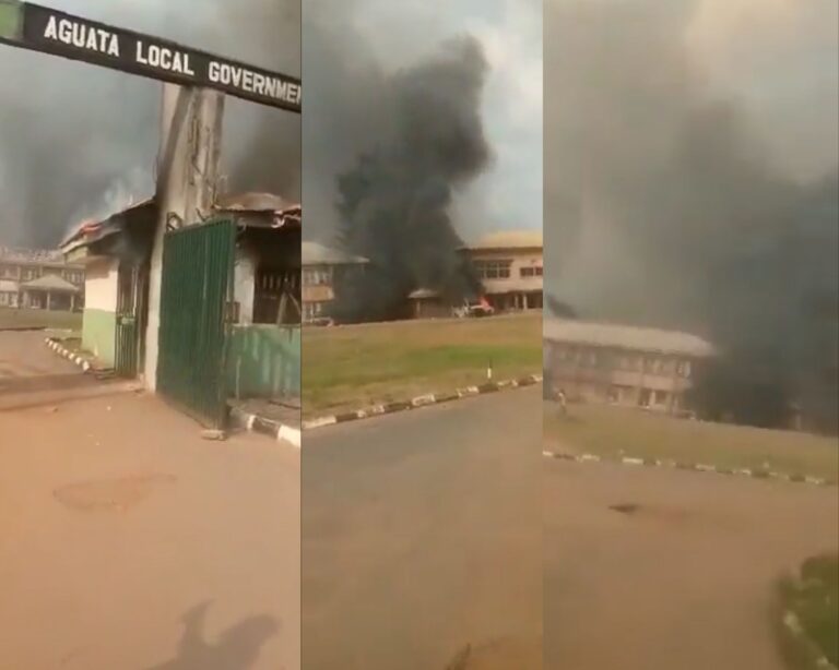 IPOB/ESN members set ablaze Soludo’s local gov’t headquarters (video)