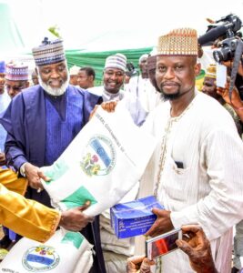 Gov. Ganduje lauds NEMA for support, distribution of relief materials to 100 victims of disasters (Photos)