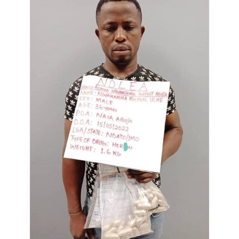 Man excretes 95 pellets of heroin at Abuja airport (video)