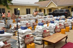 Gov. Ganduje lauds NEMA for support, distribution of relief materials to 100 victims of disasters (Photos)