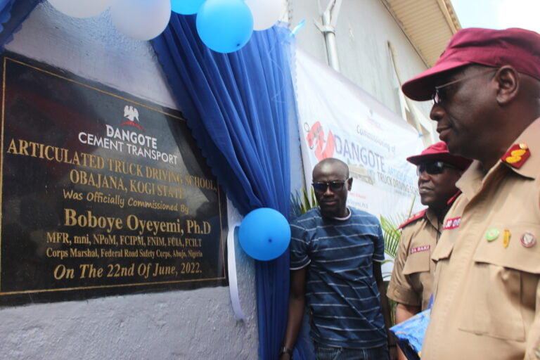 FRSC commissions Dangote truck driving school as Dangote trains block maker to check building collapse