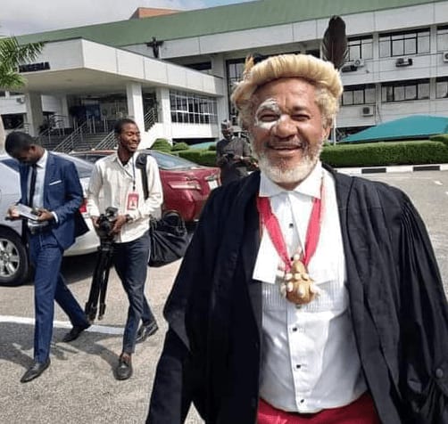 Human Rights Lawyer storms Supreme Court dressed in native doctor attire (Video)