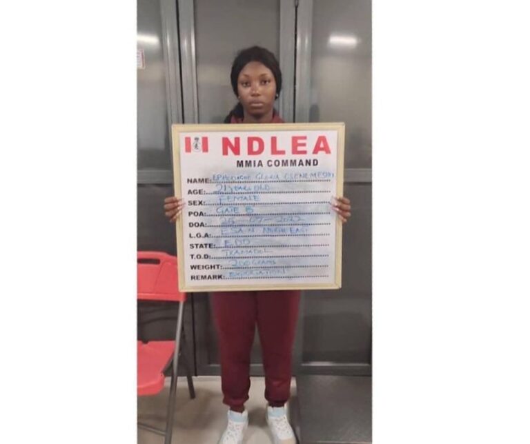 NDLEA operatives arrest lady with illicit drugs concealed inside garri at Lagos airport