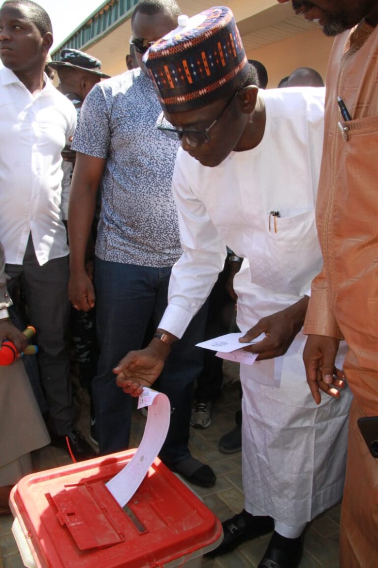 Gov. Buni votes at polling unit, commends security improvement in Buni Gari (Photos)