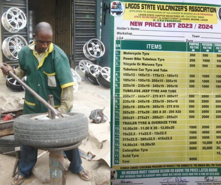 Lagos vulcanizers to charge N1,000 – N15,000 per tyre replacement