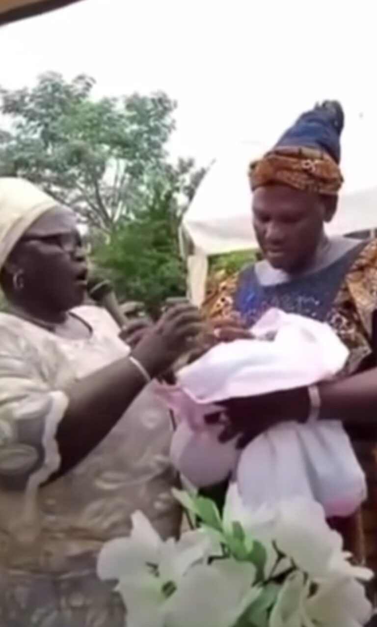 Naming Ceremony Controversy: Baby blessed to embezzle Nigeria’s money (Video)