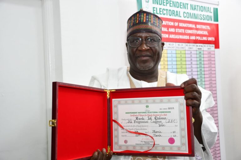 Yobe deputy gov. receives certificate of return, expresses gratitude to Gov. Buni, citizens