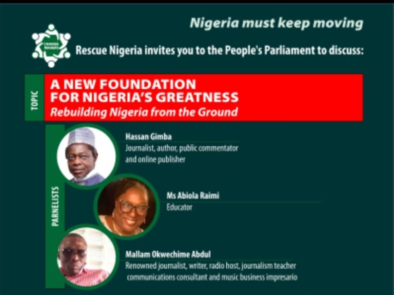 Mass reorientation, trust building urged for Nigeria’s path to greatness – Rescue Nigeria