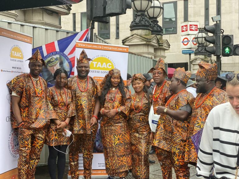 Yoruba group celebrates coronation of King Charles III with matching Ankara