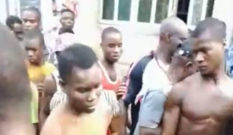 Man, girlfriend suspected of ritual murders paraded naked in Anambra