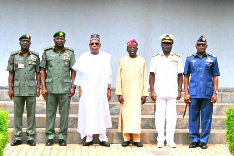 President Tinubu decorates newly-appointed Service Chiefs, seeks teamwork