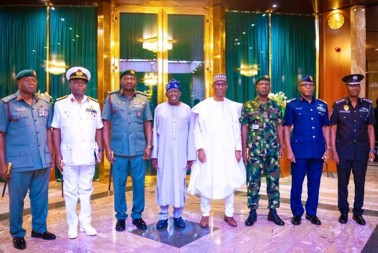 Tinubu holds first meeting with service chiefs, Ribadu, IGP