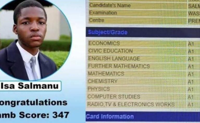 Nigerian teen scores 9 A1s in 2023 WASSCE