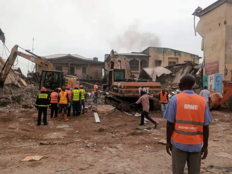 Wike arrives site of Abuja building collapse, orders arrest of owner