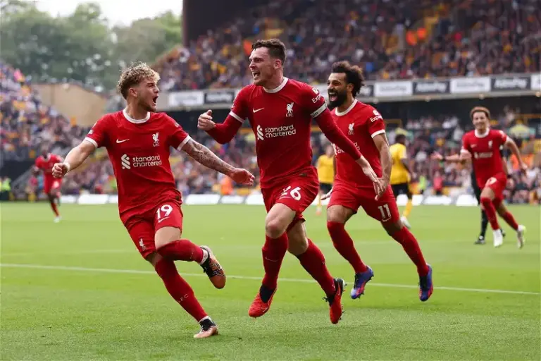 Liverpool go top with 3-1 in premier league win against Wolves