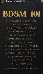 College chaplain under fire for proposed BDSM workshop with dominatrix for students