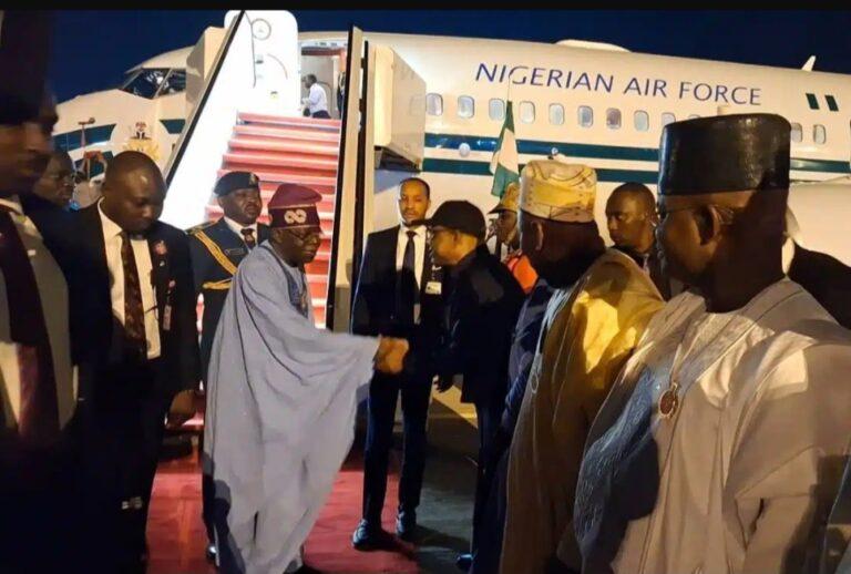 Tinubu returns to Nigeria after one-week engagements in S/Arabia, Guinea Bissau