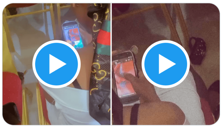 Lady caught sending her nudes to a man inside church (Video)