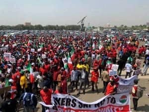 NLC President leads thousands of protesters to National Assembly