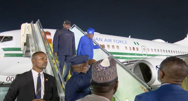 Tinubu returns to Abuja after diplomatic visit to Equatorial Guinea