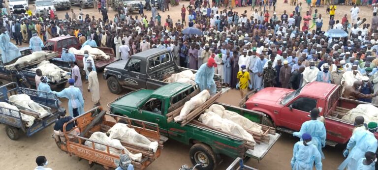 Yobe gov’t organises mass burial for 34 people slain in Mafa terrorist attack (pictures)