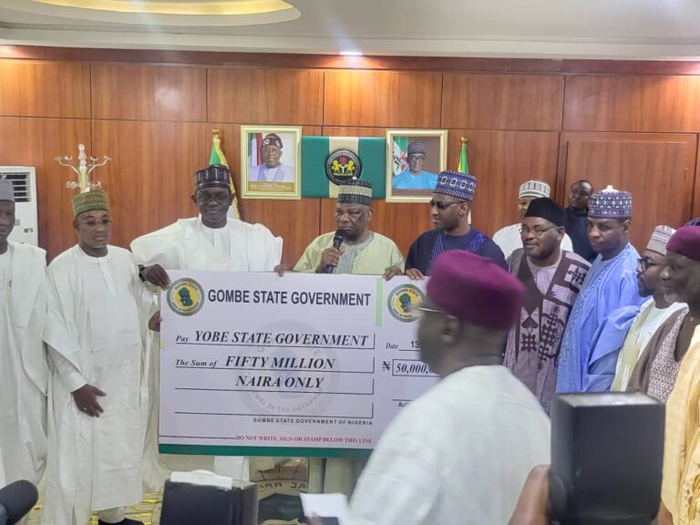 Gombe gov't donates N50m to victims of Yobe attacks, flood disasters