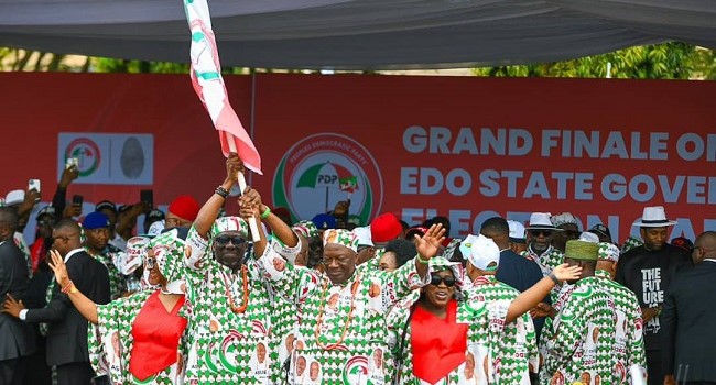 Atiku, Okowa, PDP Govs, Damagun, others campaign for Ighodalo in Edo