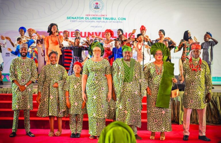 First Lady Remi Tinubu unveils national unity fabric ahead of Independence Day