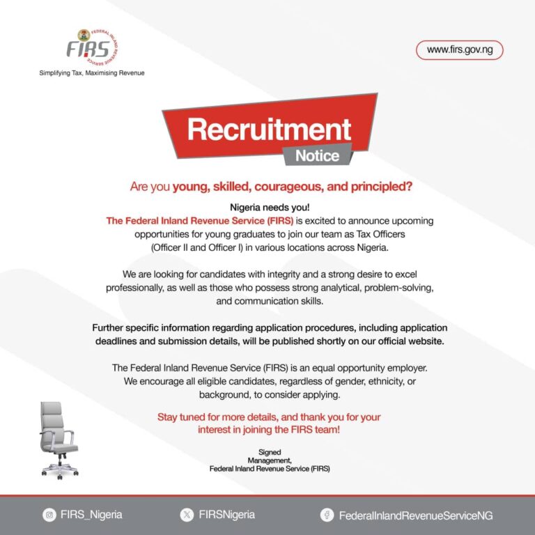 FIRS begins recruitment process for fresh graduates