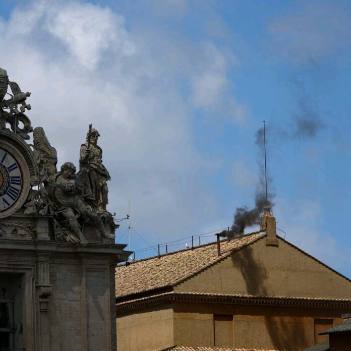 Black smoke pours out of Sistine Chapel as voting for new pope enters day 2