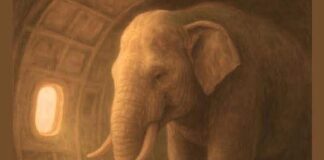 Why the elephant is transported with tiny chicks inside cage