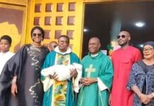 2Baba, Natasha Osawaru dedicate first child in Church