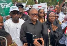 Peter Obi leads students, supporters to protest against Senate’s rejection of electronic transmission of election results